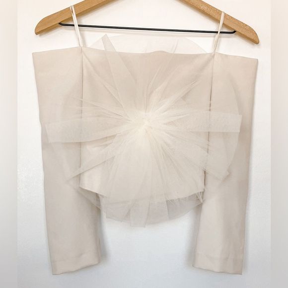 ZARA CROPPED FLORAL TULLE TOP 1971/194/224/012 - Picture 2 of 8